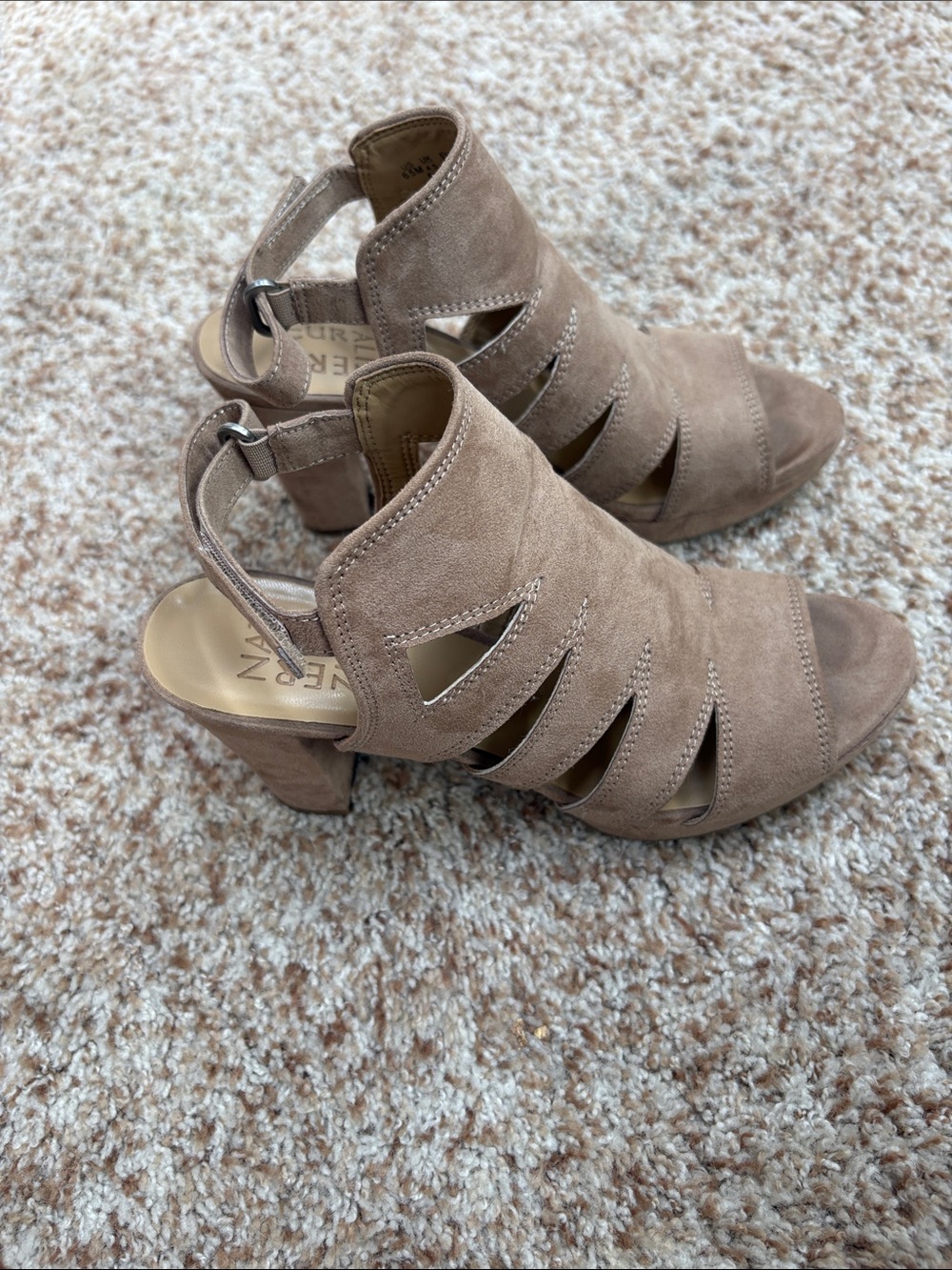 Naturalizer Taupe Suede Cutout Slingback Heels